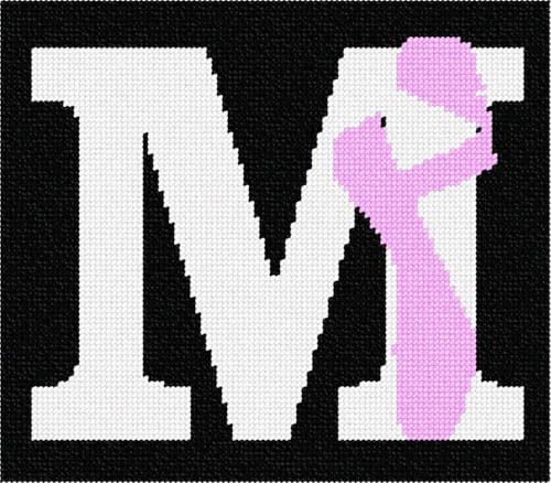 Pepita Needlepoint Canvas: Letter M Ballet Shoe, 8