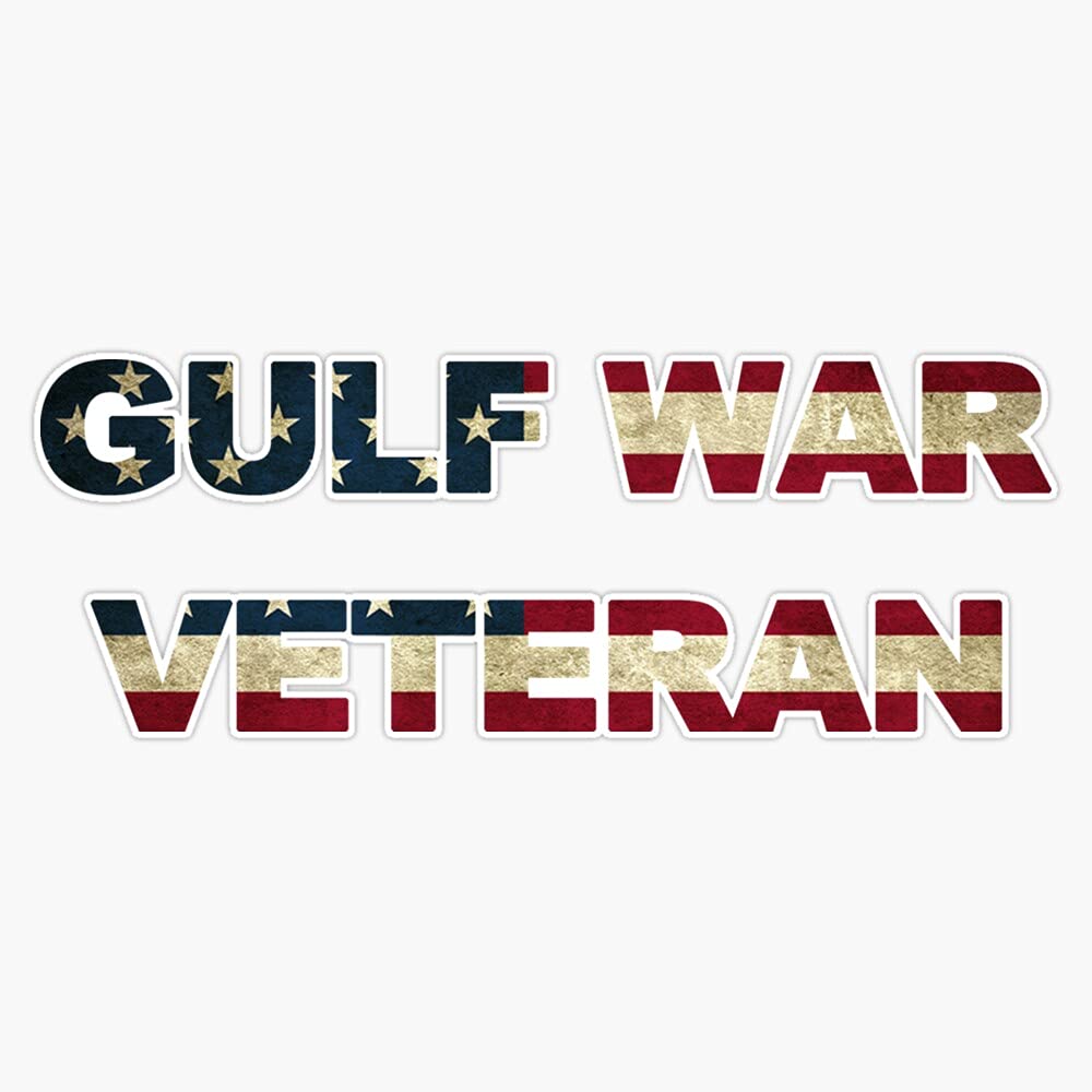 HOF Trading Us Gulf War Veteran Us Flag Stars and Strips Vinyl Sticker Waterproof Decal Laptop Wall Window Bumper Sticker 5"