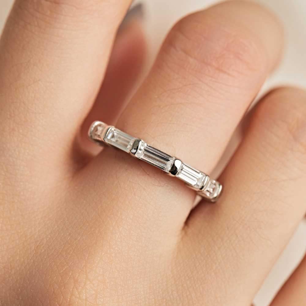 Michooyel Sterling Silver Baguette Ring for Women Cubic Zirconia Eternity Band Stacking Women's Ring Fine Jewelry - Image 7