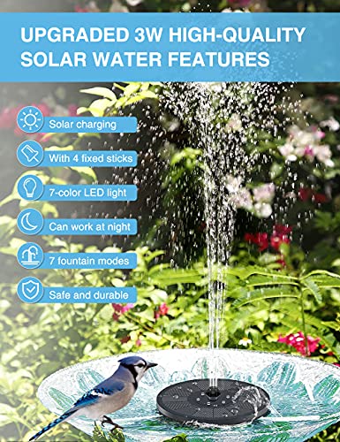 Fontaine Solaire Extérieure 3.5W Avec 8 Buses Et 7 LED Colorées - Pour Bassin, étang, Bain D'oiseaux - Énergie Solaire, Autonome