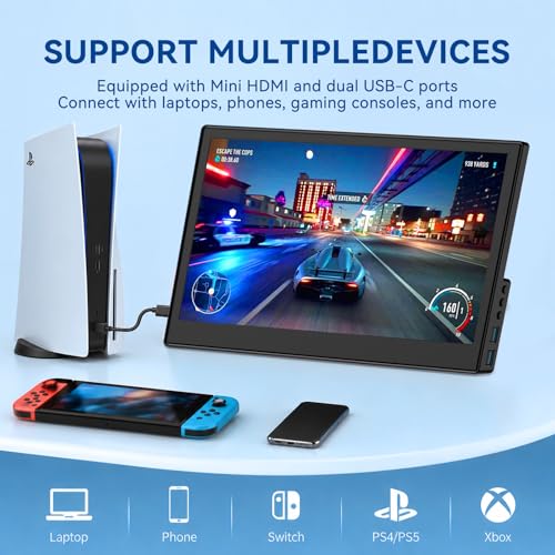Image of 11.6 inch Portable Monitor for Laptop, External Travel Monitor with Kickstand, USB-C HDMI Gaming Monitor with Built-in Speaker, Small Monitor for Laptop, Phone, PC PS4 /5,Switch,Xbox,Office /Gaming