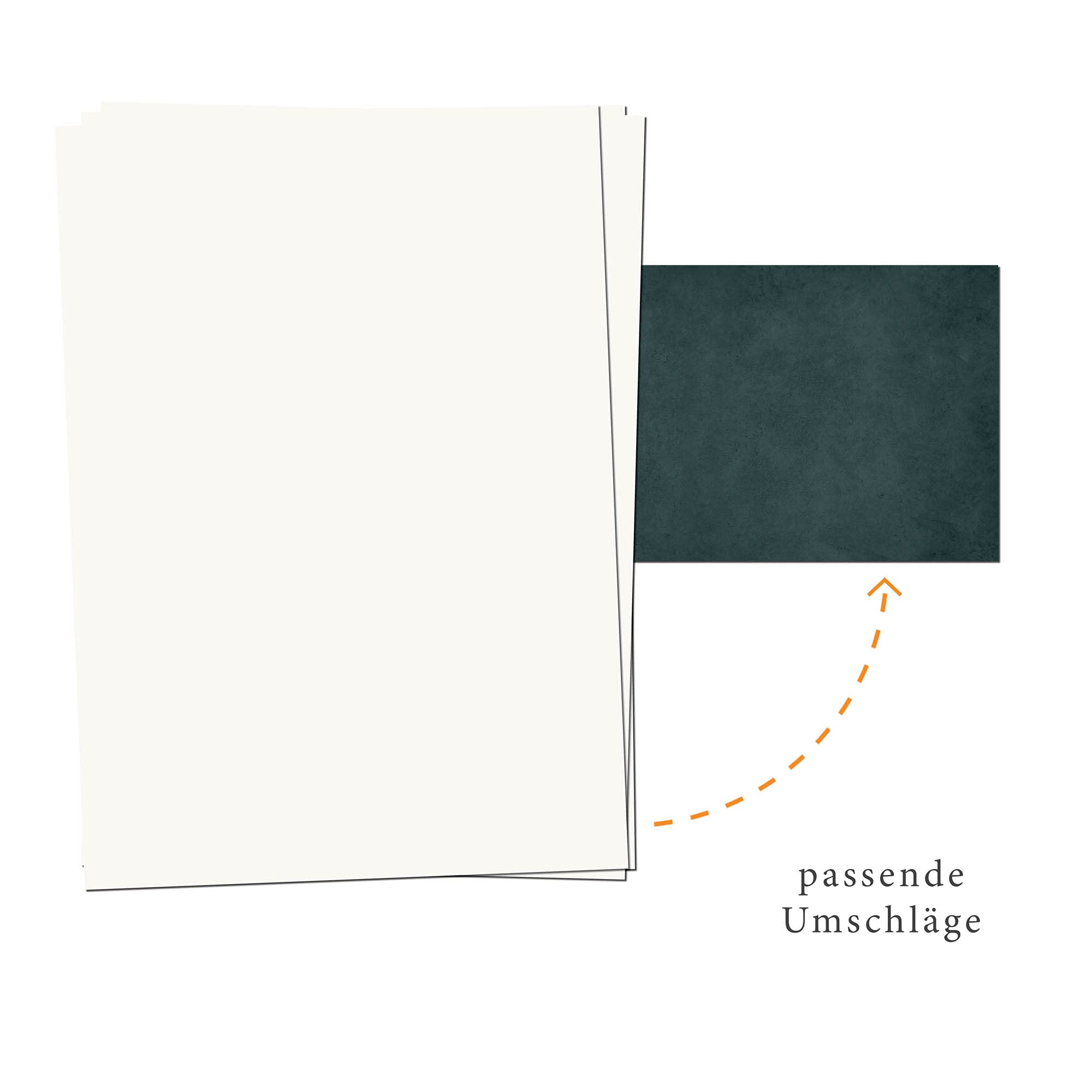 Presentou Set of 25 Letter Paper Printed on Both Sides 150 g Paper | Logo Paper Certificate Paper Menu Love Letter (Antique White & Petrol, 25 + 25 Sheets + Envelopes) - Image 2