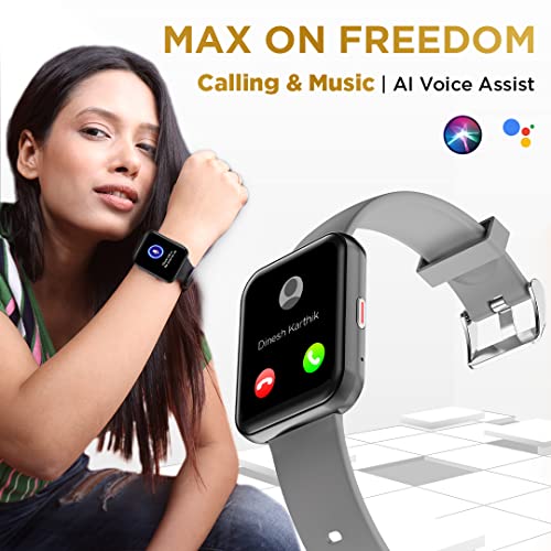 Image of GIZMORE Gizfit Blaze Max 1.85 inch IPS Display with 240 x 280 px | 450 NITS Brightness BT Calling Edge to Edge Display, Voice Assistance, Bluetooth Smartwatch (Gray)