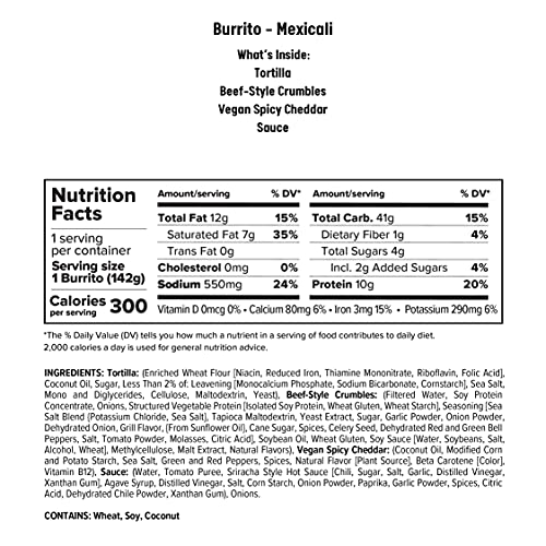 Alpha Foods Vegan Mexicali Burrito | 100% Plant-Based Protein | Dairy Free | Frozen Burrito | Meatless | 5Oz (Pack Of 12) #TOP3