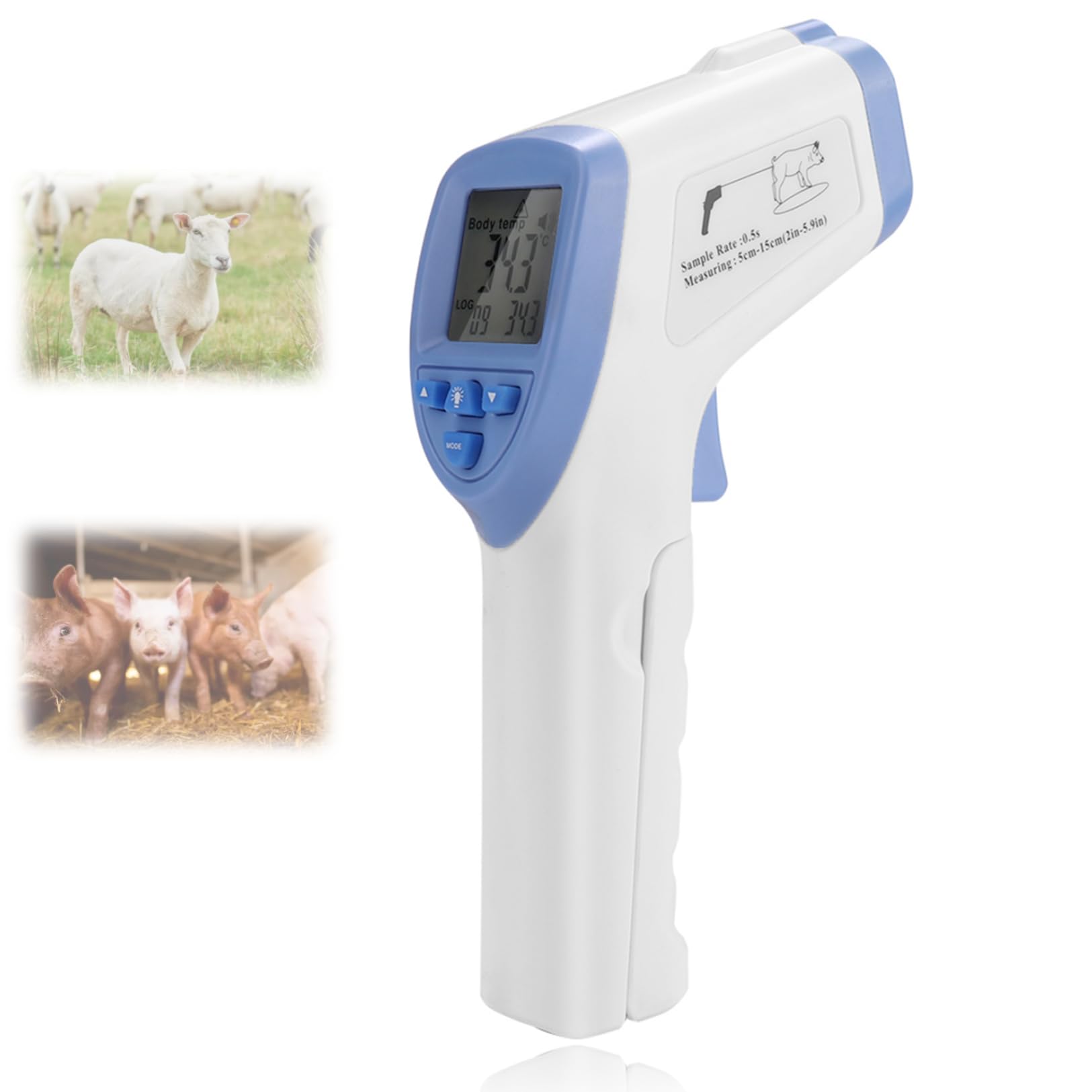 Termometro Digitale per Animali Domestici, Display LED, Alta Precisione Infrarossi, Ideale per Cane, Gatto, Maiale, Pecora, Cavallo - Strumento Veterinario Affidabile