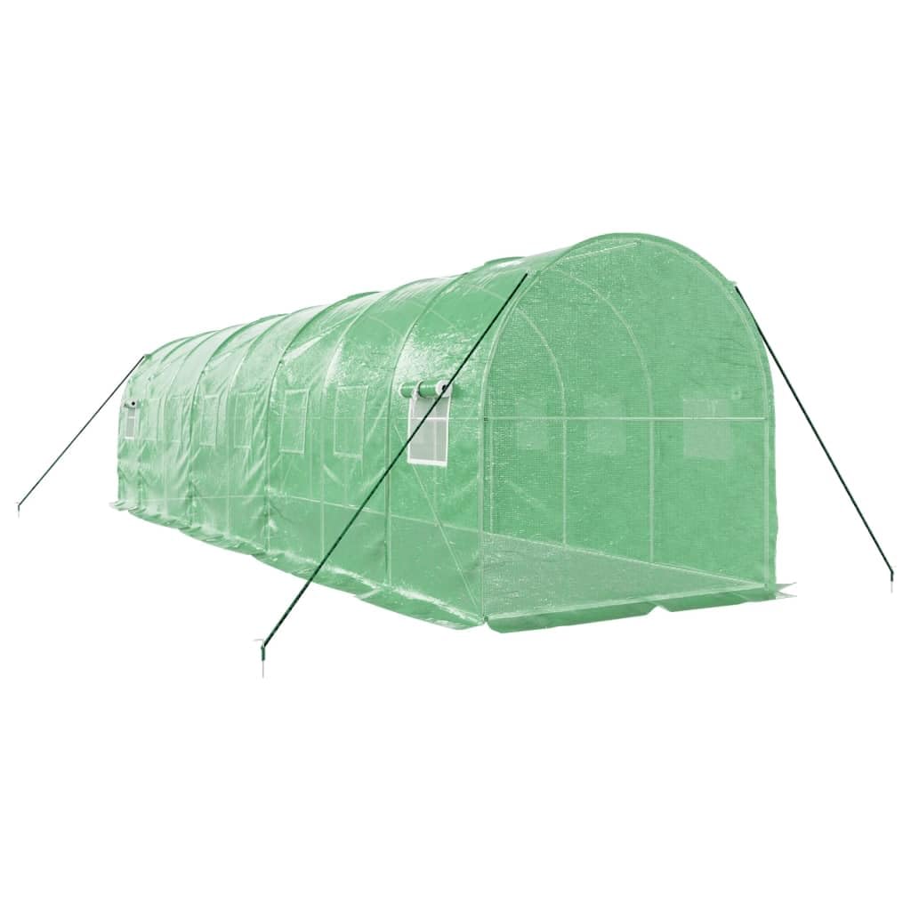 Homgoday Invernadero con Estructura de Acero Verde 16 m² 8x2x2 m, Invernadero Caseta Jardín Terraza Plantas Semilla Cultivo Huerto Verduras Cubierta Casero