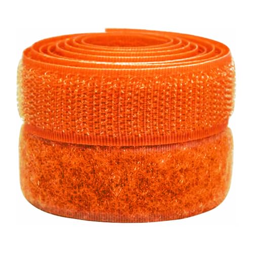 3/4 inch Neon Orange Sew on Hook and Loop Tape Non-Adhesive 1 Yd Nylon Heavy Duty Strips Sewing Fastening Fabric Fastener Interlocking Set for Military Form Bags Clothes Shoes Backpacks DIY Craft