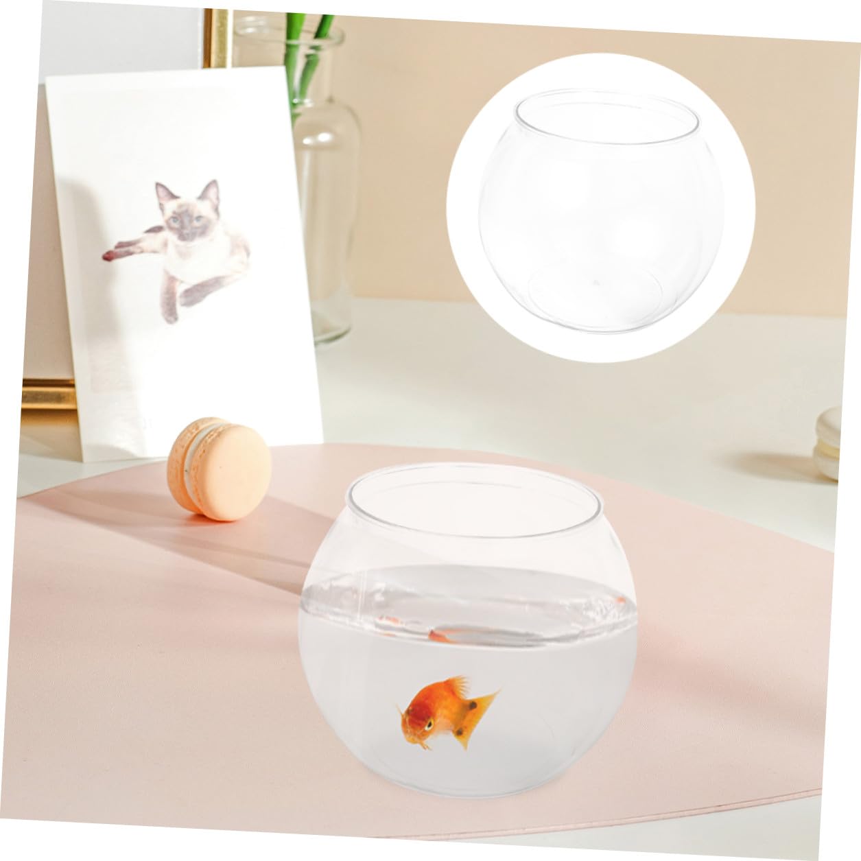 Abaodam Pecera De Paisaje Transparente De Mesa Pecera para Peces De Colores para Escritorio Esférica