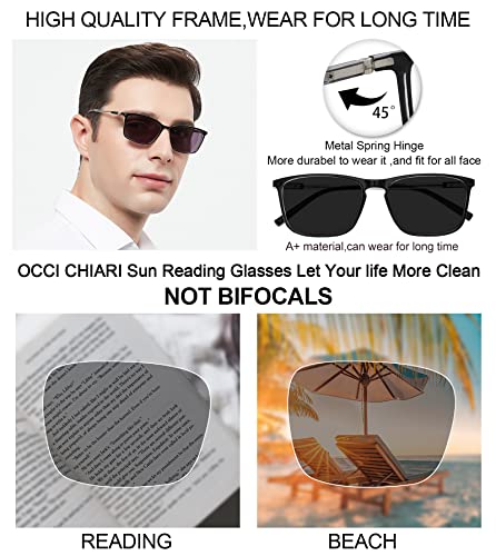 Image of OCCI CHIARI Reading Sunglasses for Men Wide Sun Glasses Readers 3.0 Outdoor UV400(1.0 1.25 1.5 1.75 2.0 2.25 2.5 2.75 3.0 3.5)