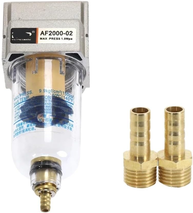 AF2000-02 Compressed Air Compressor in-line Moisture Filter Trap 1/4 Inch Wide Pneumatic Accessories(BT8-02-Black)