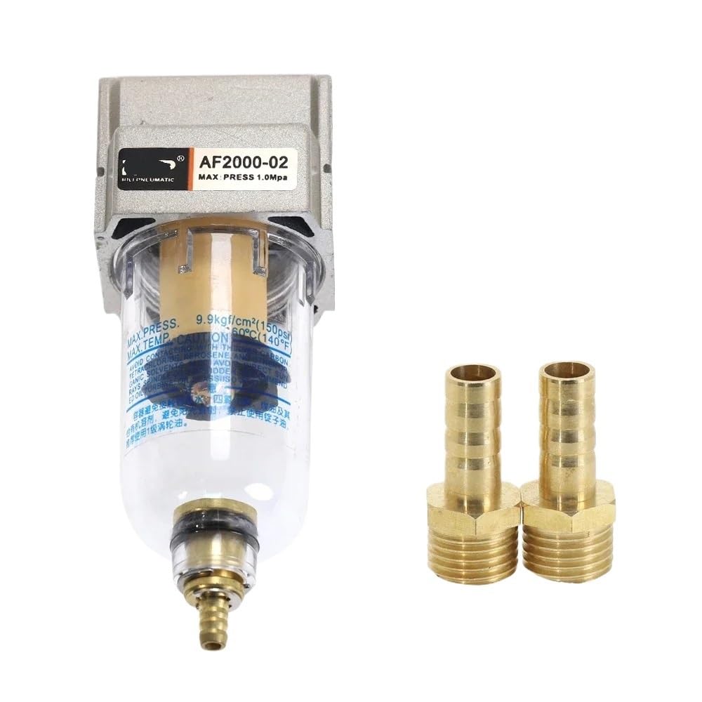 AF2000-02 Compressed Air Compressor in-line Moisture Filter Trap 1/4 Inch Wide Pneumatic Accessories(BT8-02-Black)