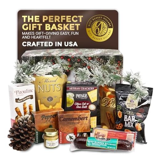 Gift Basket Village - Holiday Homecoming Snack Basket with Sausage, Cheese, Mustard, Nuts & Sweets, Perfect for Gatherings, Christmas, Thanksgiving, Crafted in the USA, Large Size - Pack of 1