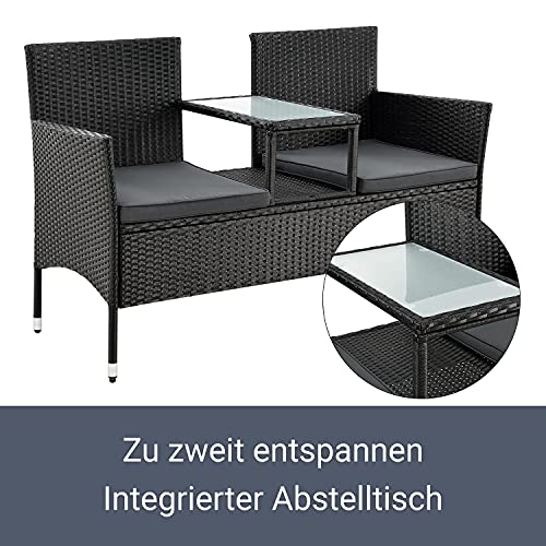 Rattan Gartenbank Monaco von Juskys mit Tisch und Kissen