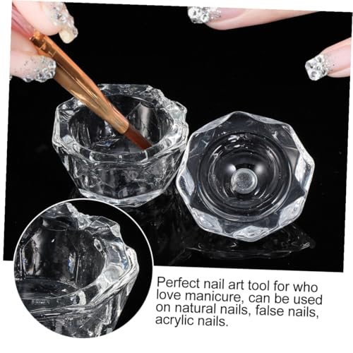 Vasos de cristal para arte de uñas con tapas 2 pzas miniatura 3