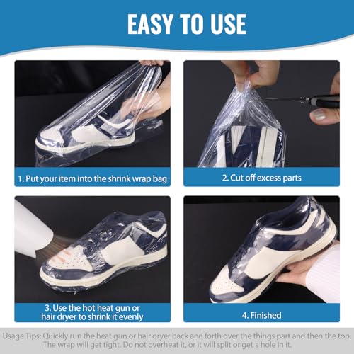 Image of Yeumk Shrink Wrap Bags 50PCS 10x14 Inches Clear PVC Heat Seal Bags Heat Shrink Wrap Bags for Soap, Bath Bomb, Book, Shoes, Jars, Film DVD /CD, Candles, Homemade DIY Projects, Christmas Gift, Halloween