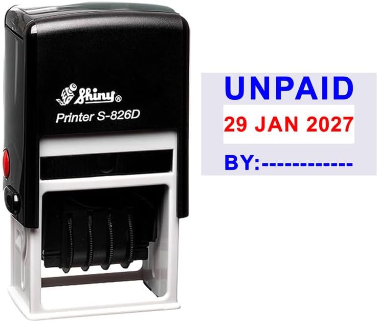 MeetYouAffection Shiny Printer S-826 UNPAID Dater Self Inking Rubber Personalized Stamp for Personal & Professional Use Custom Rubber Stamp