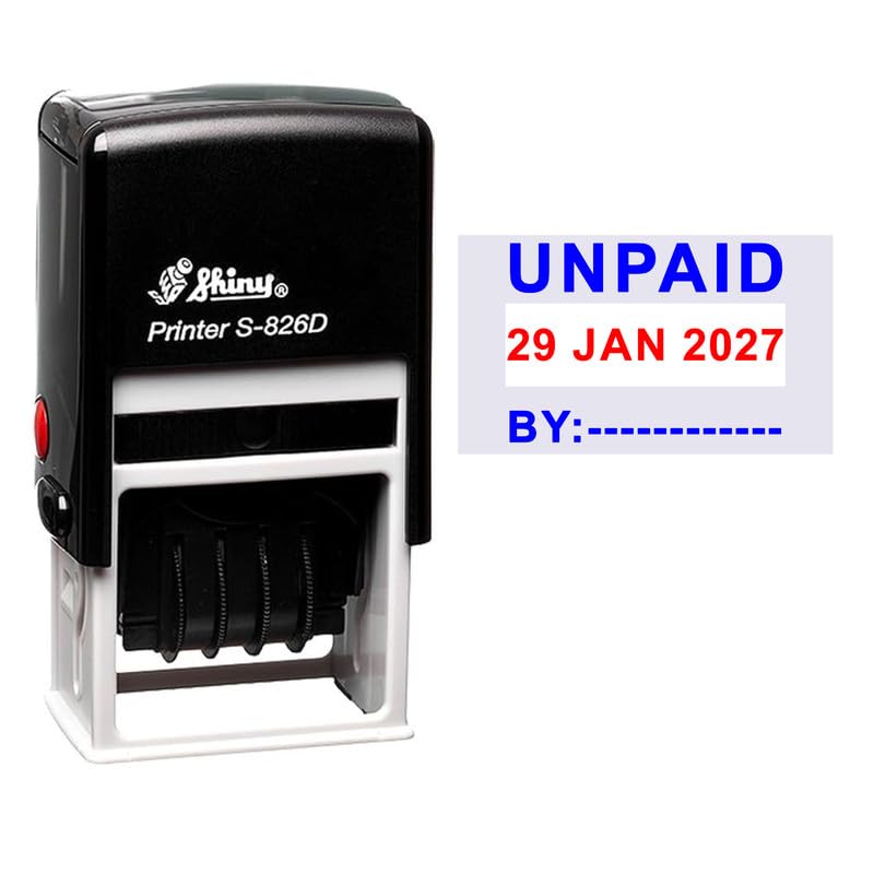 MeetYouAffection Shiny Printer S-826 UNPAID Dater Self Inking Rubber Personalized Stamp for Personal & Professional Use Custom Rubber Stamp