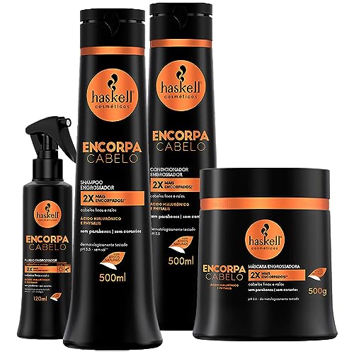 Kit Encorpa Cabelo Haskell Shampoo Cond Máscara 500g +Fluido