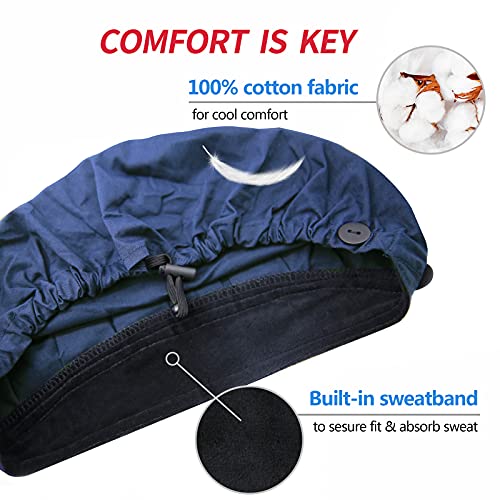 Image of ABAMERICA Bouffant Caps with Button and Sweatband, Adjustable Scrub Caps for Women Men, One Size Multi Color