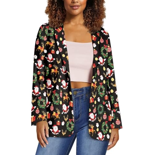 Women's Casual Blazers Plus Size One Button Notched Lapel Open Front Long Sleeve Business Work Office Suit Jackets