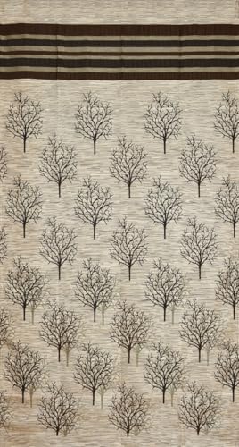 Image of HOME UTSAV 1 Piece Jute Floral Blackout Heavy Jacquard Tree Curtains for Window 5 Feet, Coffee