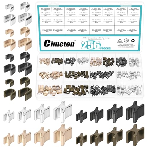Cimeton Kit Com 256pç De Travas Para Zíper, Modelos #3, #5, #8 E #10, Incluindo Travas Superiores E Inferiores Em 5 Cores. Travas Para Zíperes Abertos Em Formato De U Para Bolsas, Casacos E Jaquetas