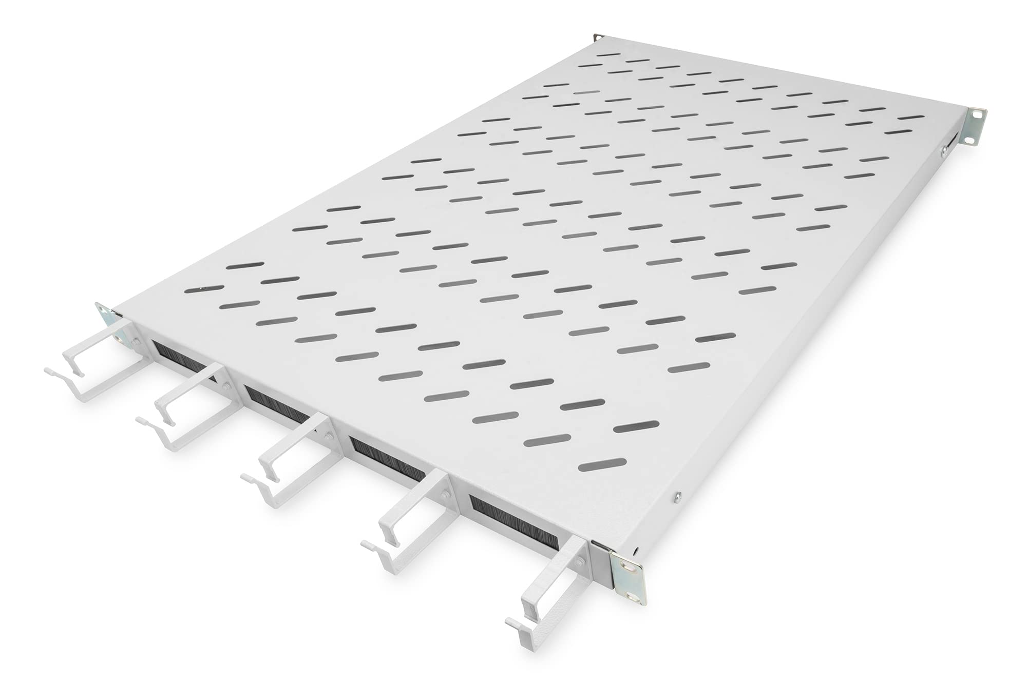 DIGITUS Tablette Fixe - 19 Pouces - 1U - pour armoires réseaux et Baies serveurs - A partir de 1000 mm de Profondeur - avec Passage de câbles intégré - Gris