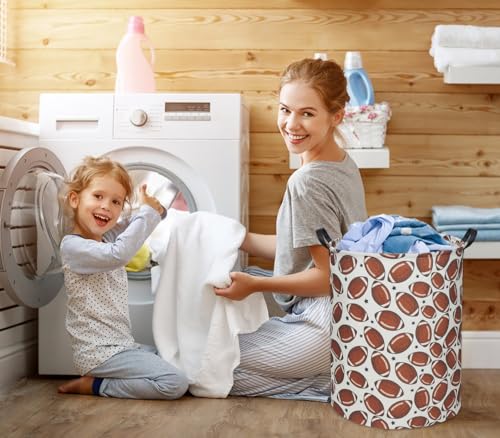 Image of Kids Laundry Basket Baby Hamper Toy Storage Bin for Boys Room Decor for Bedroom Bathroom(Football)