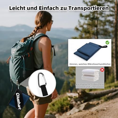 Mikrofaser Handtuch 3er Set (30*50cm): Schnelltrocknend & Kompakte Microfaser Sporthandtuch, für Reisehandtuch, Badetuch, Fitness, Strandtuch und Sport Handtücher (Marineblau, Schwarz, Armeegrün)