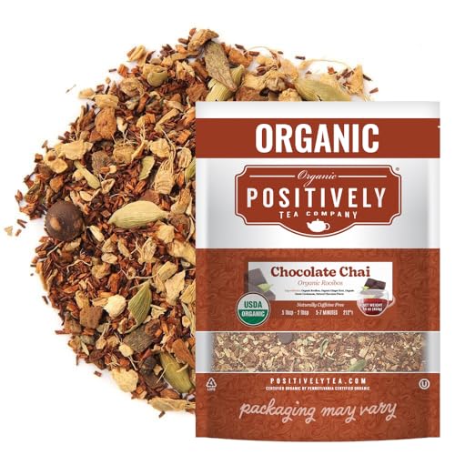 Image of Organic Positively Tea Company, Rooibos Chocolate Chai Tea, Loose Leaf, 16 Ounce