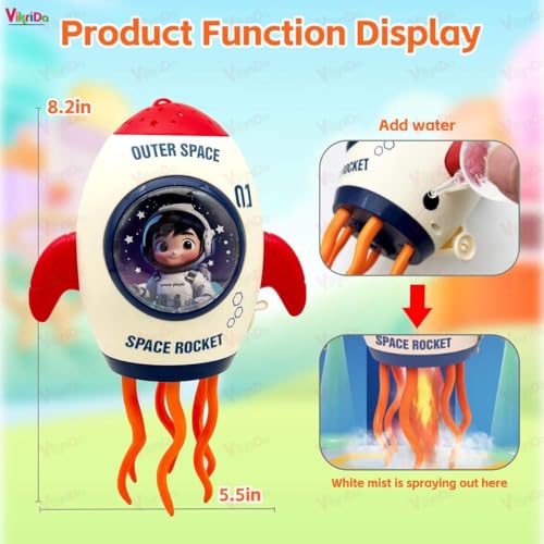 Image of VikriDA Rocket Toy with Fog Spray & LED Lights | Crawling Musical Dancing Rocket for Kids Boys & Girls