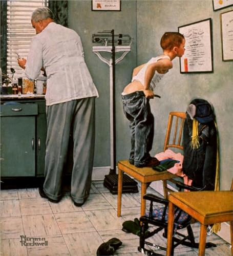Poster Norman Rockwell Doctor gravure murale 50x55cm pour cabinet médical