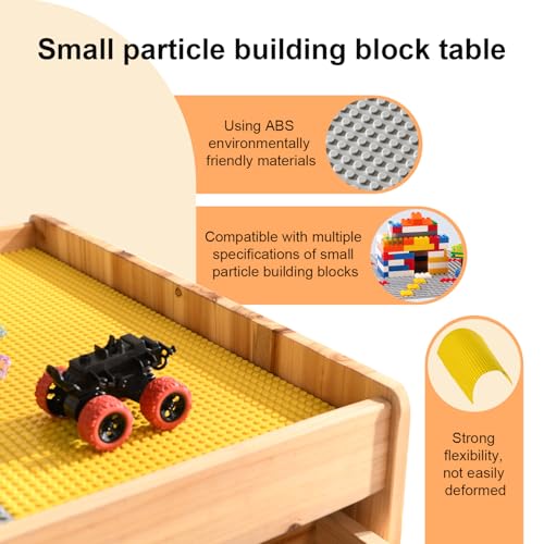 Image of BIRASIL Wooden Kids Activity Table with Storage, Multi-Purpose Sensory Table for Children, Play Table Compatible with Building Block Board for Preschool Toddler Boy & Girl (Classic-with Drawer)