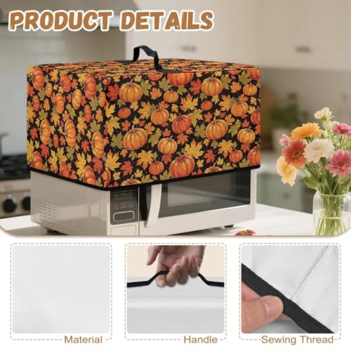 Image of Countertop Microwave Cover Stain-Resistant Convection Oven Cover Toaster Oven Protector for Home Autumn Decor, L, 20.9 x 15.7 x 12.4 Inches, Fall Leaf Pumpkin Orange