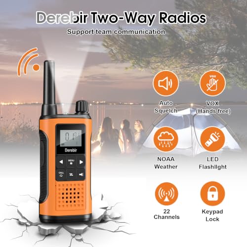 Derebir Rechargeable Walkie Talkies for Adults Long Range 2 Pack - image 2