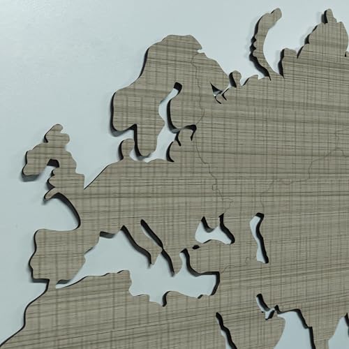 Image of rawpockets - 3D Wooden World Map With Clock Wall Decor | Wall Art, Wall Hangings & Gift | Travel Map | Living Room & Bedroom Wall | Working Space - Grey Wood Color - Large Size (180 X 105 CM)