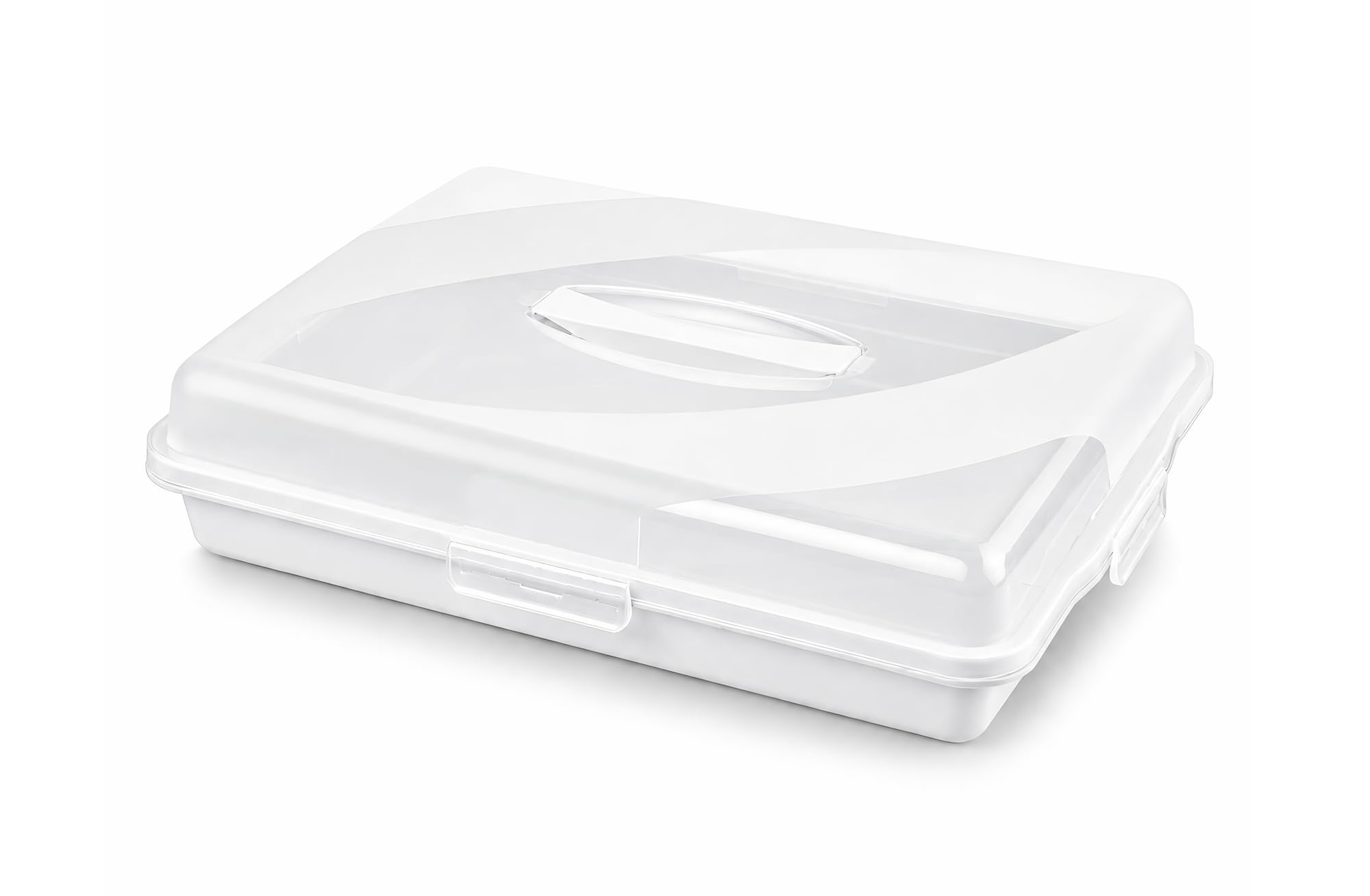 Best House | Plastic Cake Storage Box | WHITE | 1 Pc | BPA Free | Cake and Pastry Carrier With Handle | Rectangular Lockable Food Container - L 46cm x W 32cm x H 9.7cm, Pack of 1