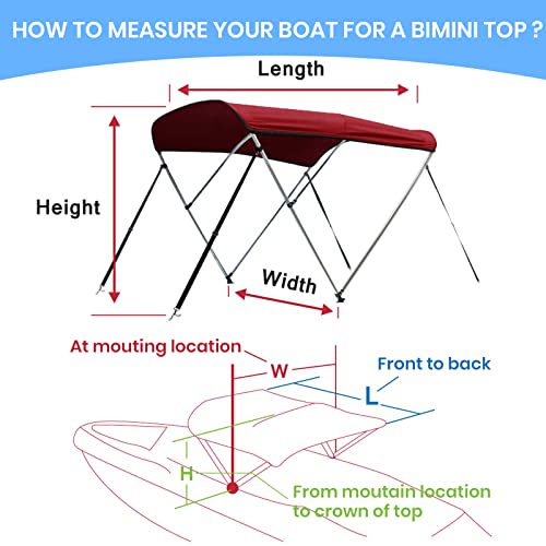 Image of Leader Accessories 10 Colors 3-4 Bow Bimini Top for Boats Boat Canopy Cover