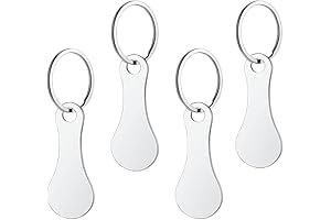 4 Silver Shopping Cart Tokens - Stainless Steel Keychain, Insert Coin Keyring