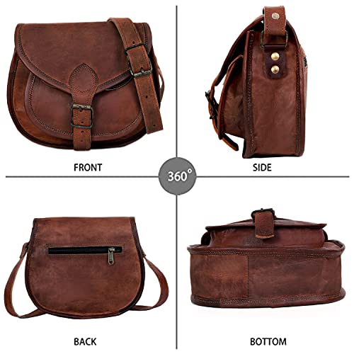 9" X 7" Women Vintage Style Genuine Brown Leather Crossbody Shoulder Bag Handmade Purse4