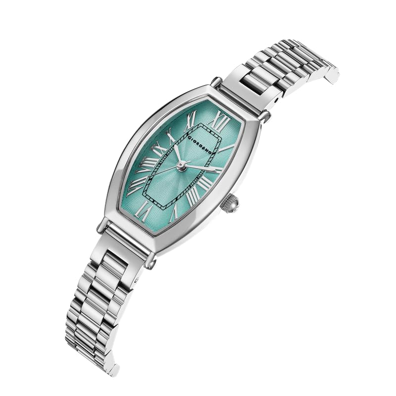 Image of Giordano Silver Oval Shape Dial Watch for Women - Elegant Roman Numerals, Stainless Steel Strap, Sleek Analog Design