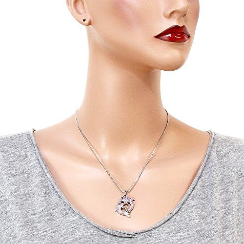 Falari Sea Life Pendant Necklace Rhinestone Crystal Rhodium High Polished 17" Snake Chain2