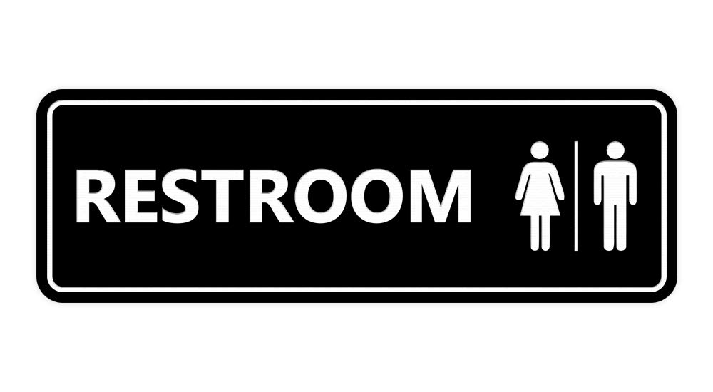 Signs ByLITA Standard All Gender Restroom Sign (Black) - Large 1 Pack
