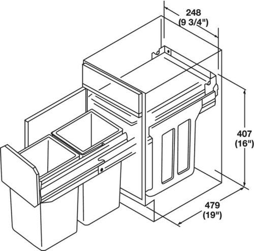 Miniatura 7 de Gabinete de cocina doble HAILO Tándem 30L Clasificador de residuos debajo del fregadero 2 x 15 litros