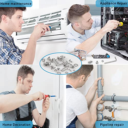 Image of newlng 1065pcs M2 M3 M4 M5 Screws Bolts and Nuts Flat Button Hex Socket Washers Assortment Kit and Wrench Allen Head Machine Screws,for Metal DIY Projects,Tools & Equipment Maintenance