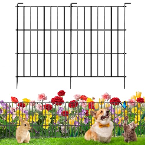 10 Panels Animal Barrier Fence - No Dig Rustproof Metal...