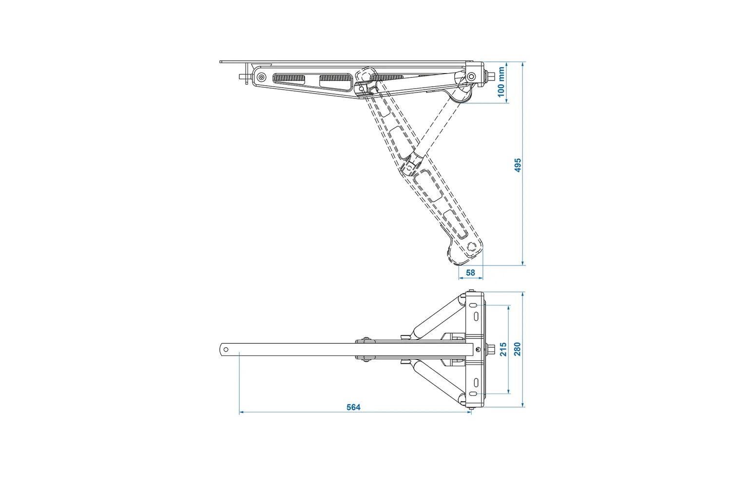 ProPlus Soporte giratorio para caravana con manivela, soportes para caravana, soporte para remolque (1100kg 597x280mm H:497mm)
