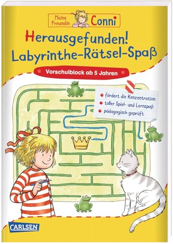 Conni Gelbe Reihe (Beschäftigungsbuch): Herausgefunden! Labyrinthe-Rätsel-Spaß: Vorschulblock für Kindergartenkinder ab 5 Jahren