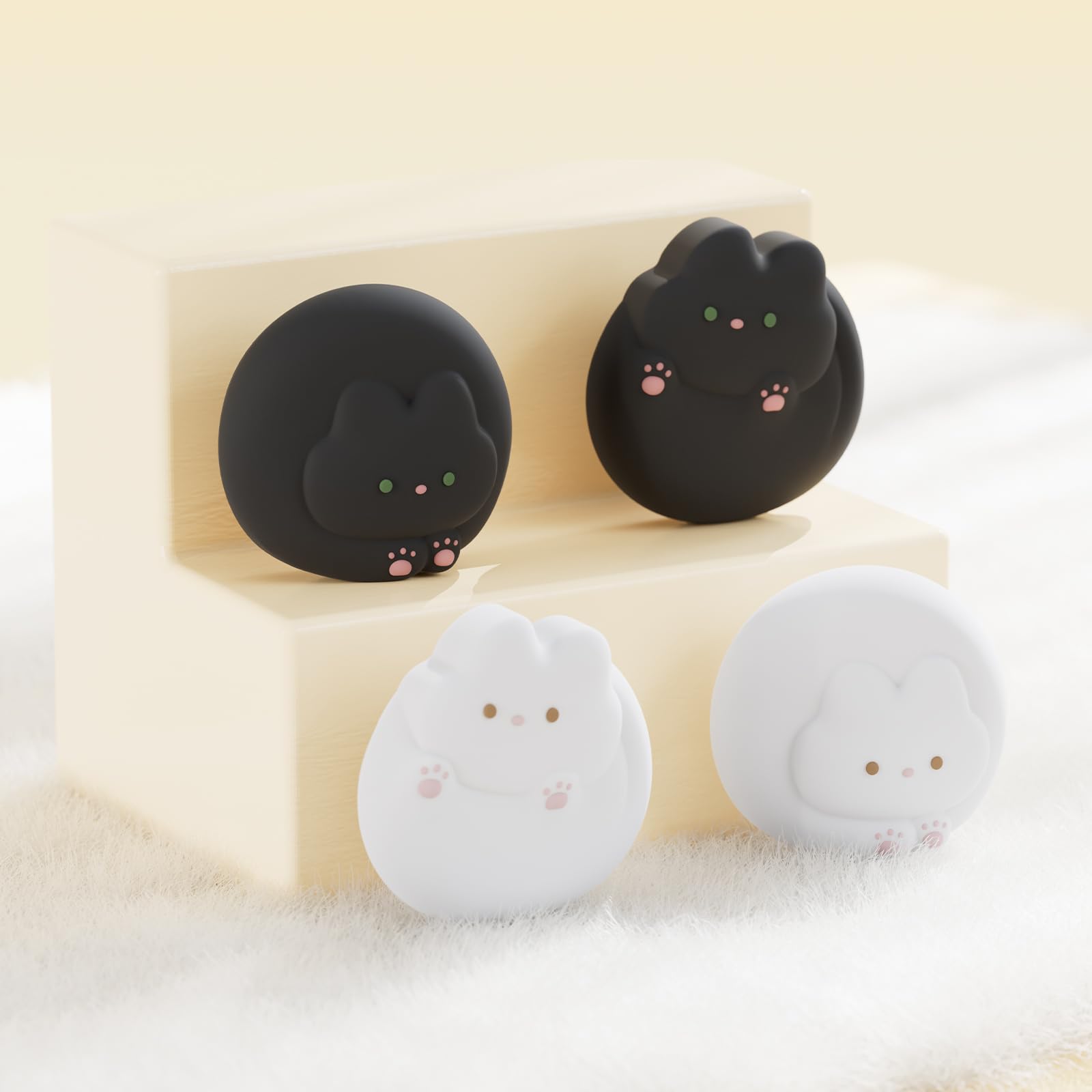 GeekShare Tapones de joystick compatibles con Switch 2 – Tapas antideslizantes para el pulgar – Fundas analógicas de silicona para Switch 2025, gatitos blancos y negros