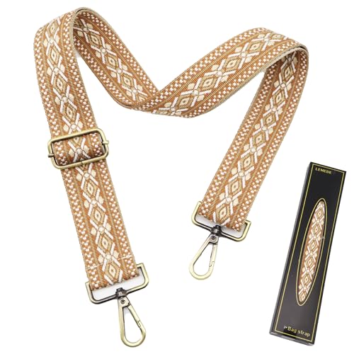 Image of LEMEDE Purse Strap Adjustable Replacement Crossbody Bag Straps Retro Jacquard Embroidery Shoulder Straps for Shoulder Bag